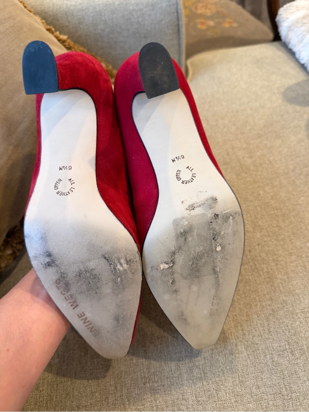 Nine West Red Suede Mid Heel Pumps - Picture 5 of 5